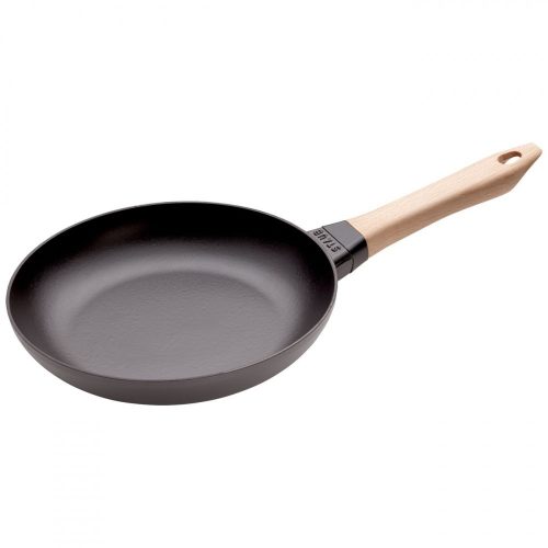 Staub serpenyő fa fogantyúval| fekete | kerek 24 cm