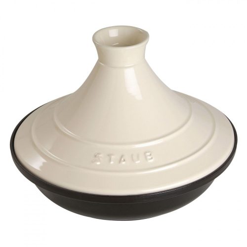 Staub öntöttvas tajine | fekete-krémszinű | kerek | 28 cm