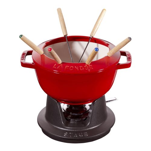 Staub öntöttvas kerek Fondue szett meggypiros 20 cm