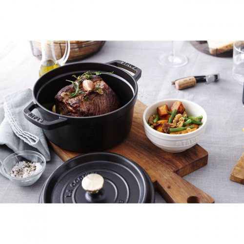 Staub öntöttvas edény - fekete - kerek - mély 24 cm