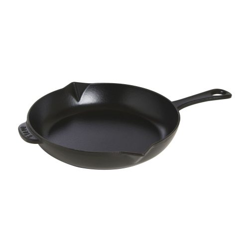 Staub öntöttvas palacsintasütő fa nyéllel - fekete - kerek - 28 cm