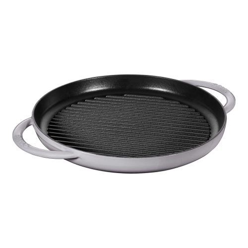 Staub öntöttvas grill | kerek | szürke | 30 cm