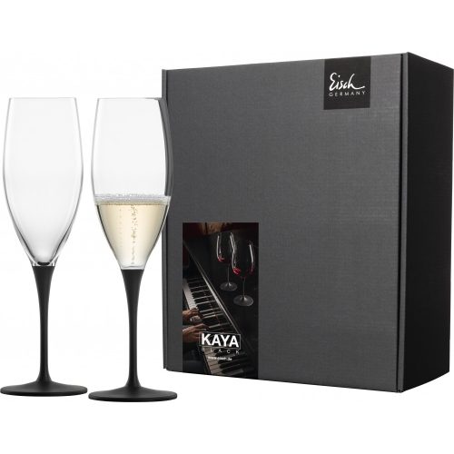 Eisch KAYA BLACK 2 db pezsgőspohár díszdobozban  2,78dl 235 mm